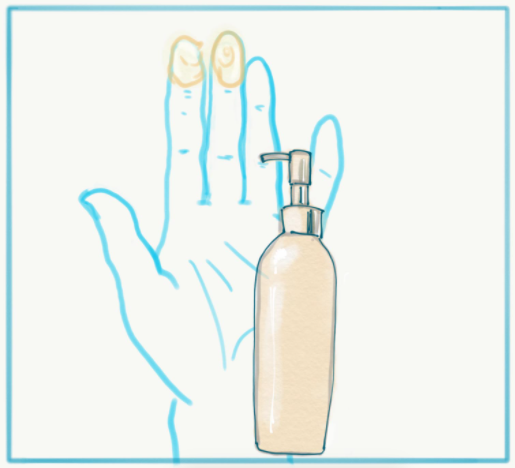 Use fingertips with massage oil or gel
